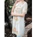 Women Elegant Floral Embroidery Short Sleeves Blouse