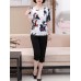 Plus Size Women Elegant O-neck Chiffon Suit