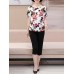 Plus Size Women Elegant O-neck Chiffon Suit