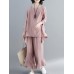 Women Fashion Ruffles Blouse and Pants Suit