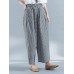 Women Casual Elastic Waist Loose Plaid Harem Pants