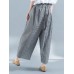 Women Casual Elastic Waist Loose Plaid Harem Pants