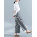 Women Casual Elastic Waist Loose Plaid Harem Pants