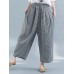 Women Casual Elastic Waist Loose Plaid Harem Pants