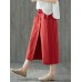 Women Vintage Fake Two Piece Wide Legged Pants with Pockets