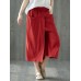 Women Vintage Fake Two Piece Wide Legged Pants with Pockets