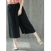 Women Vintage Fake Two Piece Wide Legged Pants with Pockets