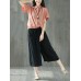 Women Vintage Fake Two Piece Wide Legged Pants with Pockets