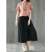 Women Vintage Fake Two Piece Wide Legged Pants with Pockets