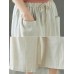 Women Vintage Fake Two Piece Wide Legged Pants with Pockets