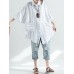 Women Loose Casual Lapel Patchwork Striped Shirt Blouse with Pockets