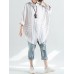 Women Loose Casual Lapel Patchwork Striped Shirt Blouse with Pockets