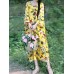 Vintage Women Floral Print Cotton &amp; Linen Long Sleeve Split Maxi Dress