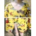 Vintage Women Floral Print Cotton &amp; Linen Long Sleeve Split Maxi Dress