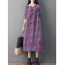 Women Casual Floral Print Long Sleeve Loose Dress