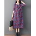 Women Casual Floral Print Long Sleeve Loose Dress