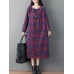 Women Casual Floral Print Long Sleeve Loose Dress