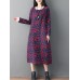 Women Casual Floral Print Long Sleeve Loose Dress