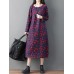 Women Casual Floral Print Long Sleeve Loose Dress