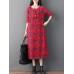 Women Casual Floral Print Long Sleeve Loose Dress