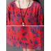 Women Casual Floral Print Long Sleeve Loose Dress