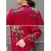 Chinese Style Vintage Floral V-neck Long Sleeve Dress with Pockets