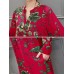 Chinese Style Vintage Floral V-neck Long Sleeve Dress with Pockets