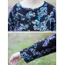 Women Vintage Floral Long Sleeve Frog Buttons Cotton Linen Dress