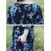 Women Vintage Floral Long Sleeve Frog Buttons Cotton Linen Dress