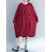 Women Casual O-neck Long Sleeve Pockets Sweatshirt Dress