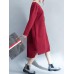 Women Casual O-neck Long Sleeve Pockets Sweatshirt Dress