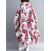 Vintage Floral Printed O-Neck Long Sleeve Long Dress