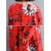 Vintage Floral Printed O-Neck Long Sleeve Long Dress