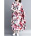 Vintage Floral Printed O-Neck Long Sleeve Long Dress