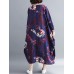 Vintage Floral Printed O-Neck Long Sleeve Long Dress