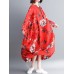 Vintage Floral Printed O-Neck Long Sleeve Long Dress