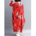 Vintage Floral Printed O-Neck Long Sleeve Long Dress