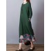 Vintage Patchwork Floral Hem Long Sleeve Long Dress