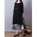 Vintage Patchwork Floral Hem Long Sleeve Long Dress