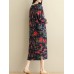 Vintage Floral Side Split Long Sleeve Maxi Dress