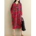 Vintage Floral Side Split Long Sleeve Maxi Dress