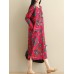 Vintage Floral Side Split Long Sleeve Maxi Dress