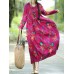 Floral Elastic Waist Long Sleeve Maxi Dress