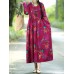 Floral Elastic Waist Long Sleeve Maxi Dress