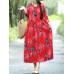 Floral Elastic Waist Long Sleeve Maxi Dress