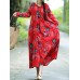 Floral Elastic Waist Long Sleeve Maxi Dress