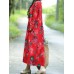 Floral Elastic Waist Long Sleeve Maxi Dress