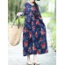 Floral Elastic Waist Long Sleeve Maxi Dress