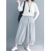 Vintage Stripe Elastic Waist Baggy Wide Leg Harem Pants