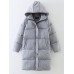 Women Solid Color Zipper Hooded Thick Winter Coats